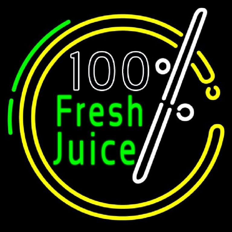 Custom 100 Percent Fresh Juice Neon Sign USA Custom Neon Signs Shop