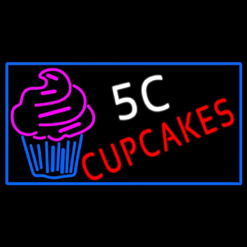 Custom 5c Cupcakes Neon With Blue Border Sign Neon Sign USA