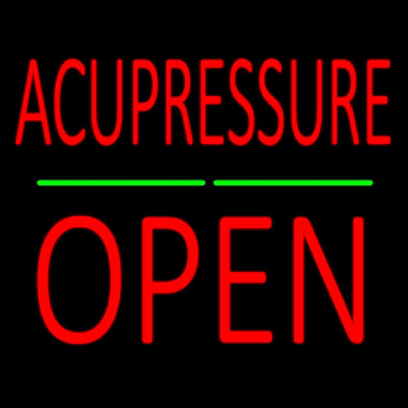 Custom Acupressure Block Open Green Line Neon Sign USA