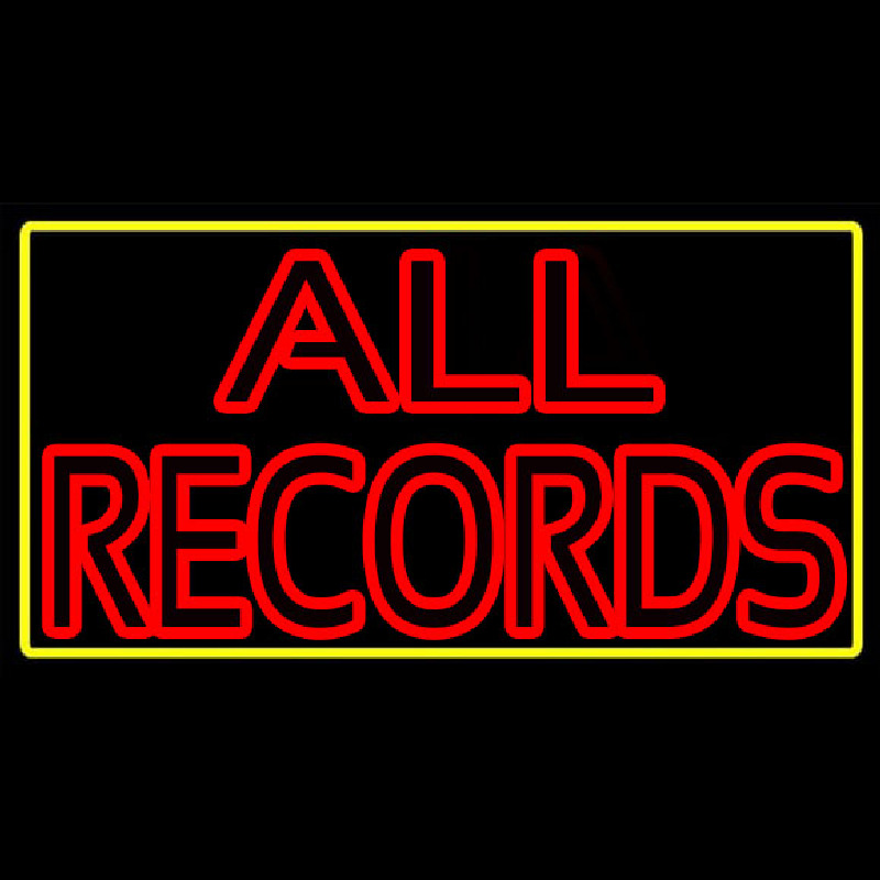 Custom All Records Yellow Border Neon Sign USA