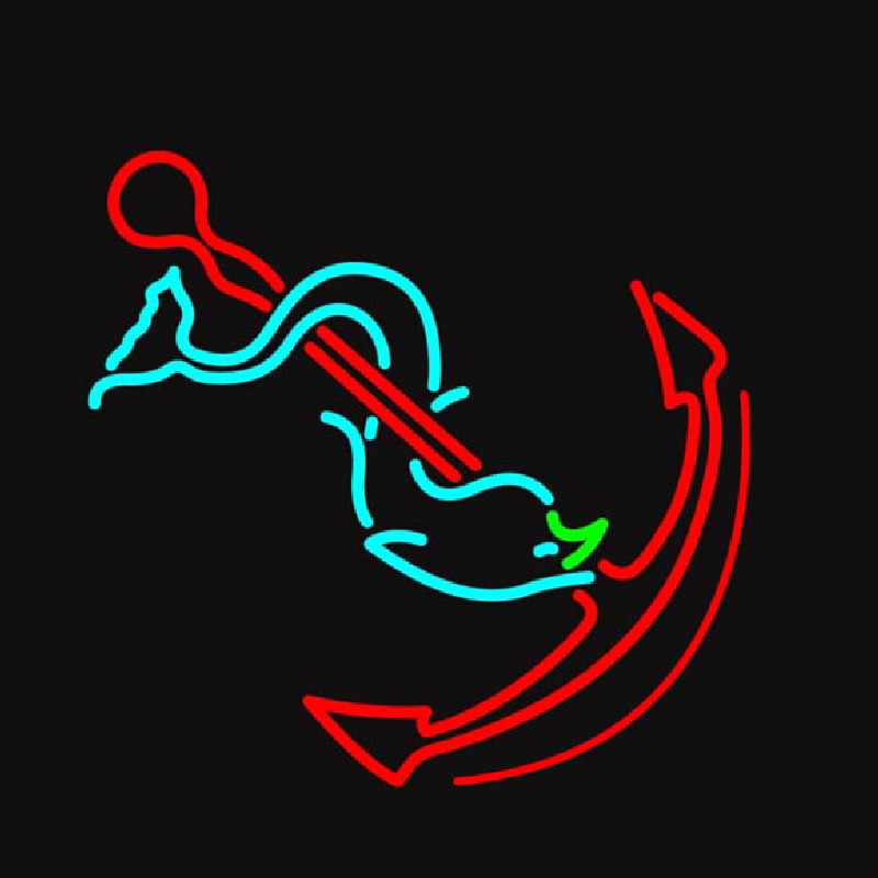 Custom Anchor With Fish Logo Neon Sign USA