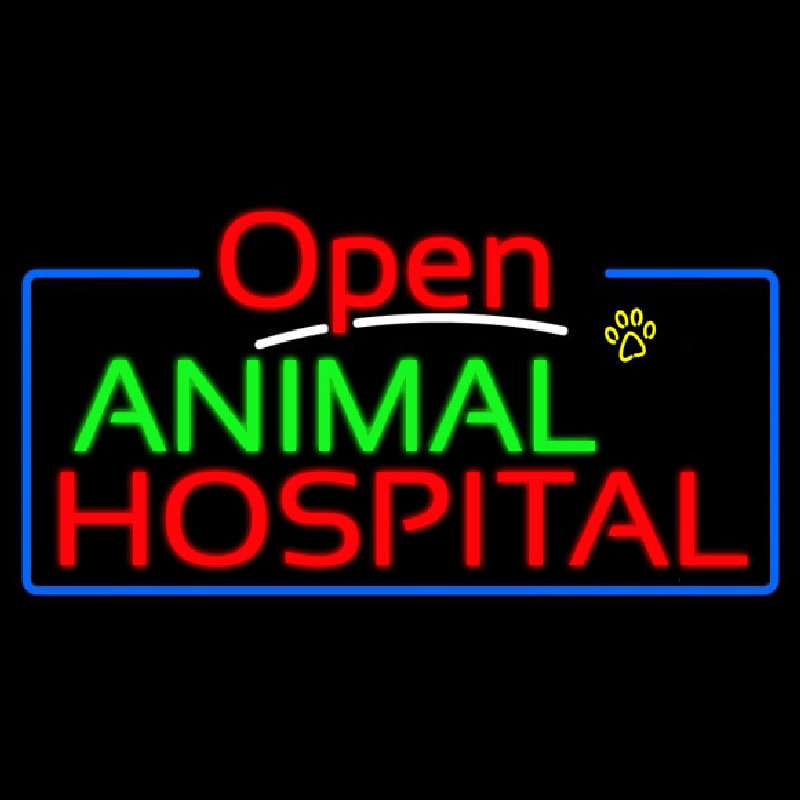 Custom Animal Hospital Open Neon Sign USA