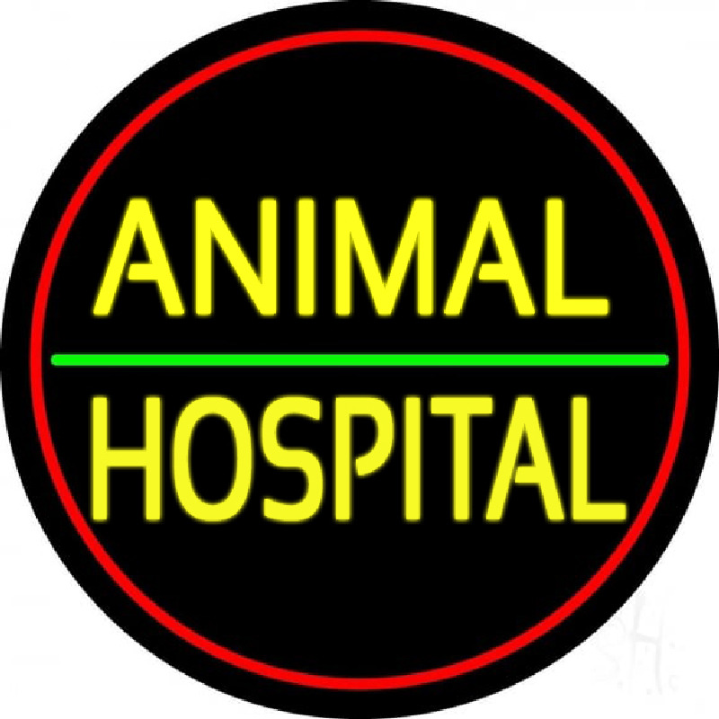 Custom Animal Hospital Red Circle Neon Sign USA