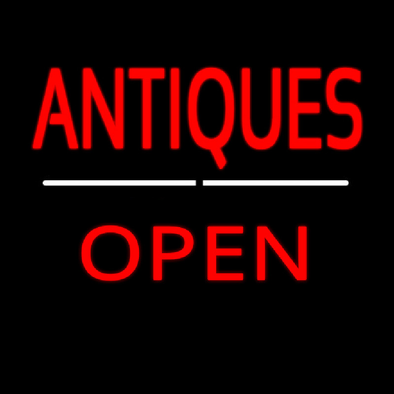 Custom Antiques Open White Line Neon Sign USA