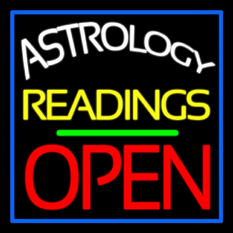 Custom Astrology Readings Open And Green Line Neon Sign USA