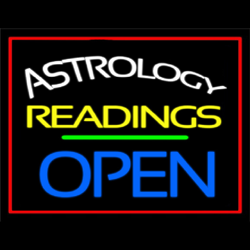 Custom Astrology Readings Open Red Border Neon Sign USA