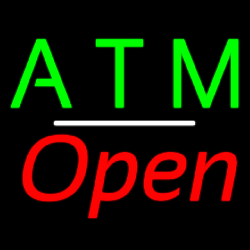 Custom Atm Open White Line Neon Sign USA