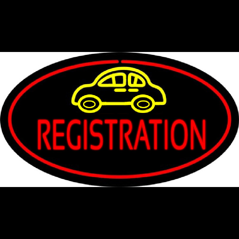 Custom Auto Registration Oval Red Neon Sign USA