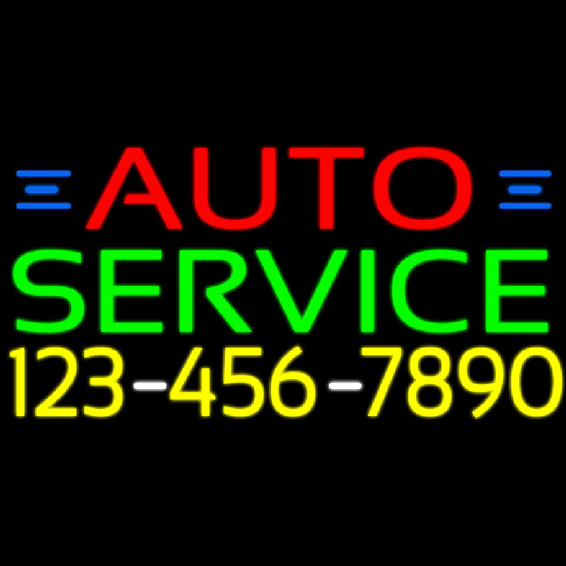 Custom Auto Service With Phone Number Neon Sign USA