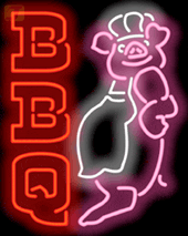 Custom BBQ Pig Chef Neon Sign USA