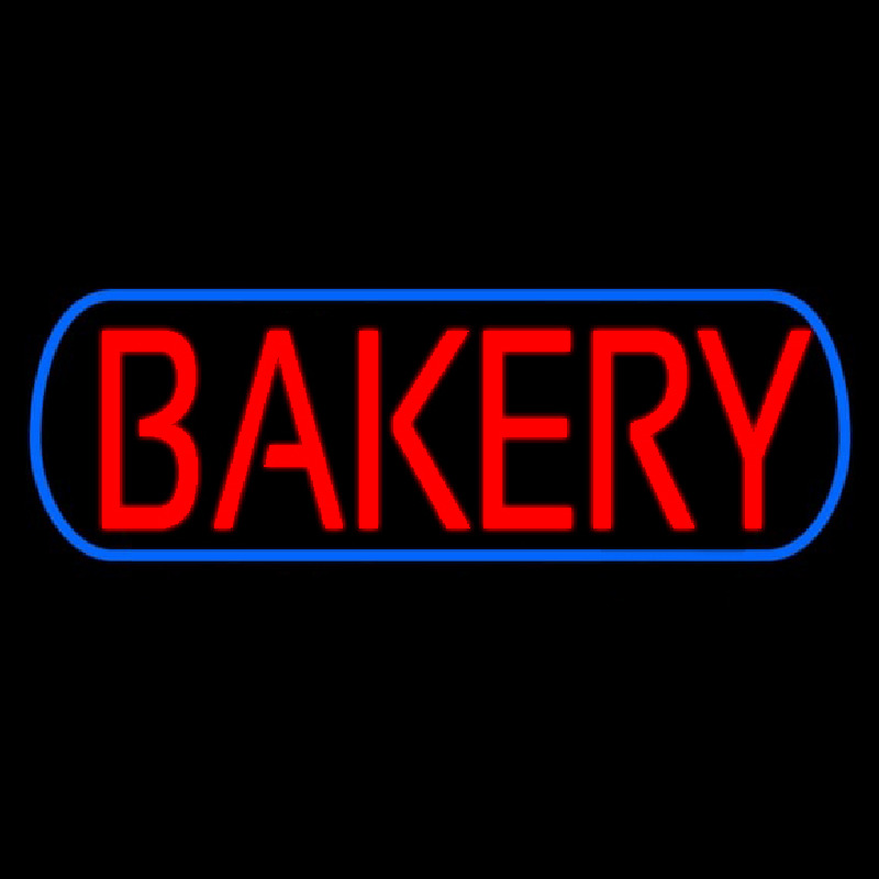 Custom Bakery Blue Border Neon Sign USA