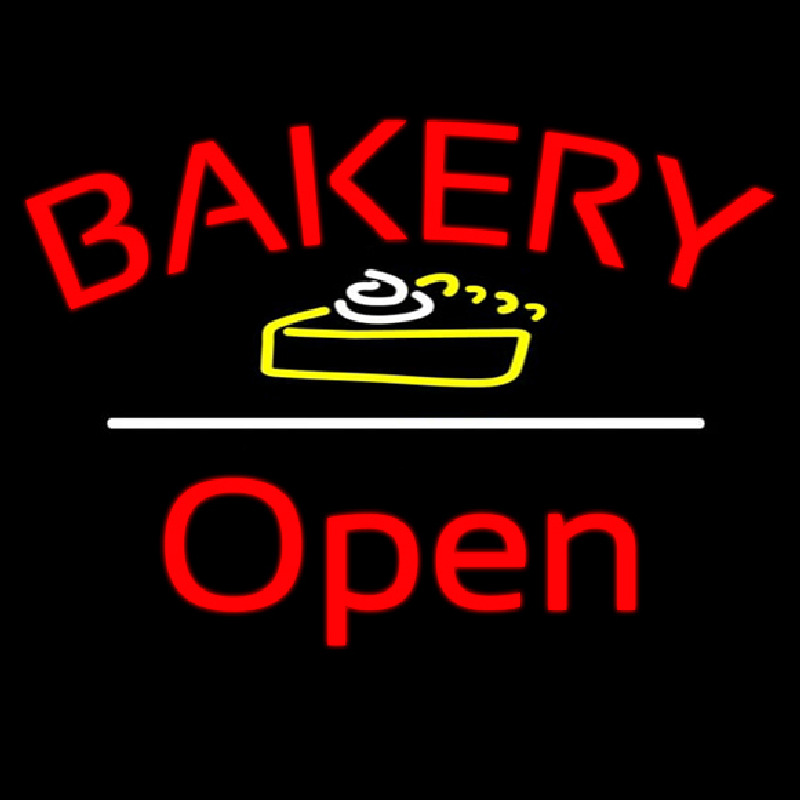 Custom Bakery Logo Open White Line Neon Sign USA