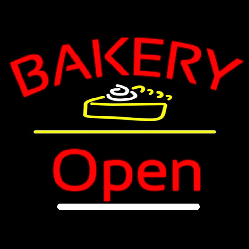 Custom Bakery Logo Open Yellow Line Neon Sign USA