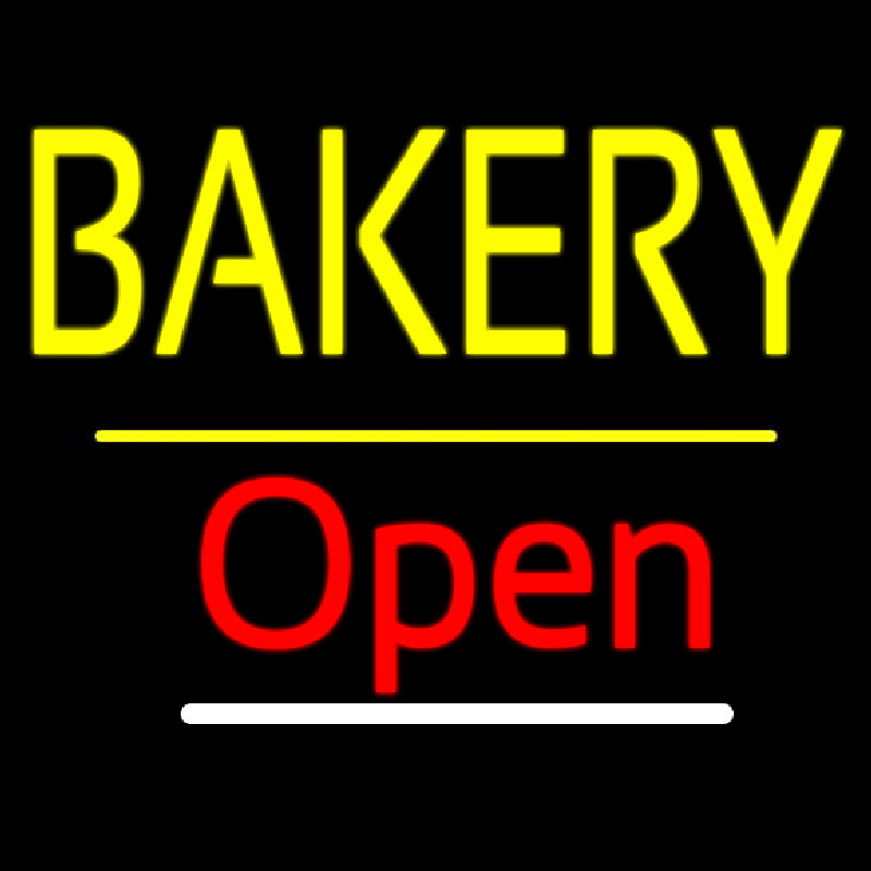Custom Bakery Open Yellow Line Neon Sign USA