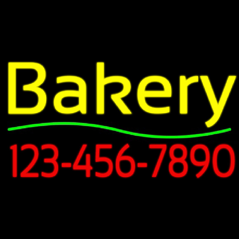 Custom Bakery With Phone Number Neon Sign USA
