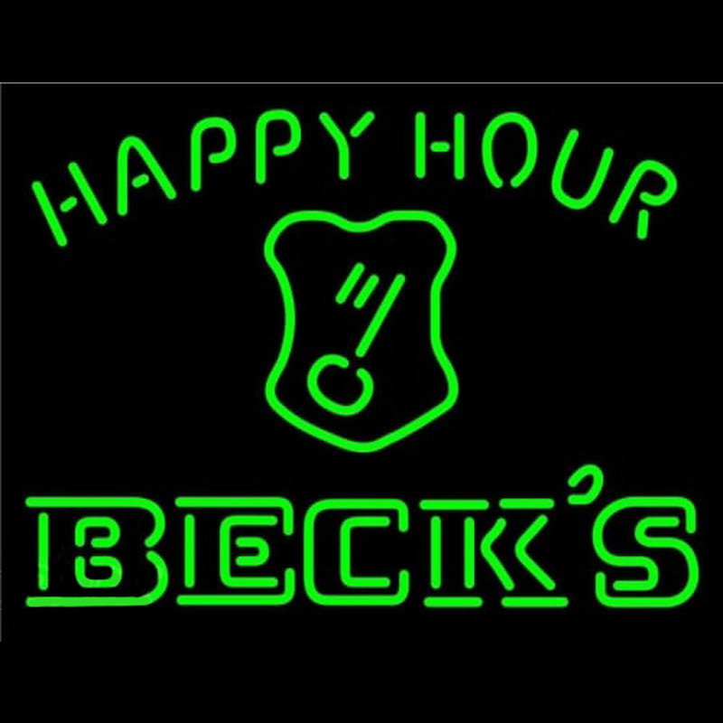 Custom Beck Key Logo Happy Hour Beer Neon Sign USA