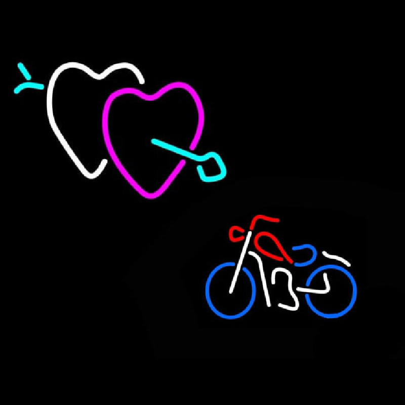 Custom Bike With Heart Logo Neon Sign USA