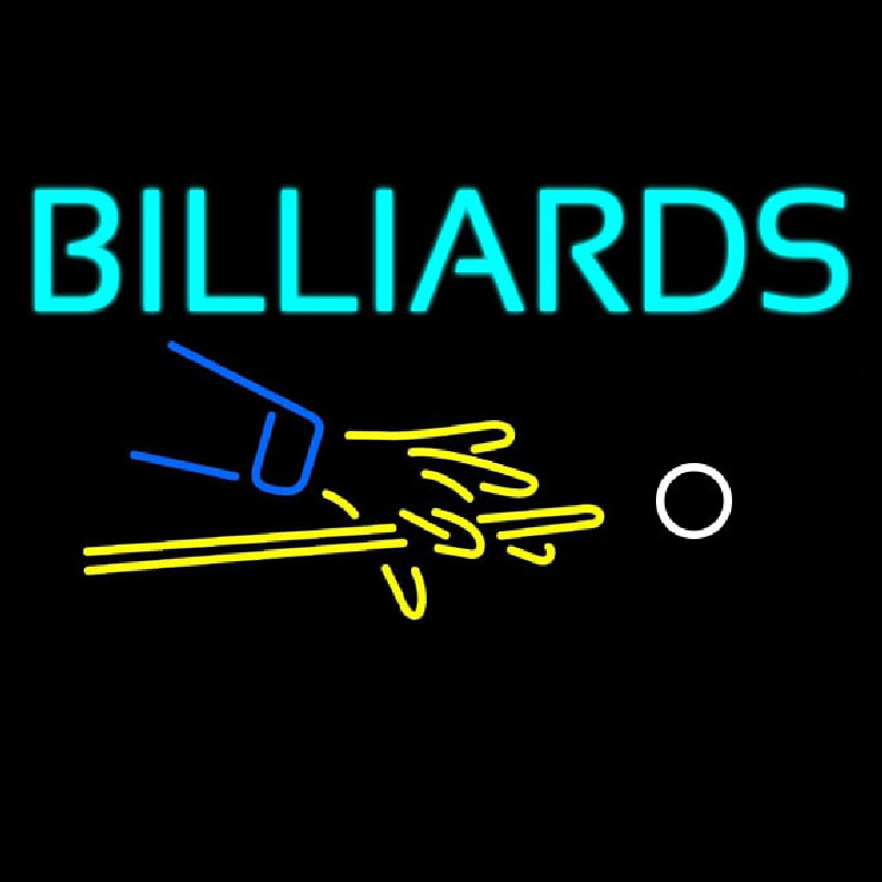Custom Billiards Hand And Cue Neon Sign USA