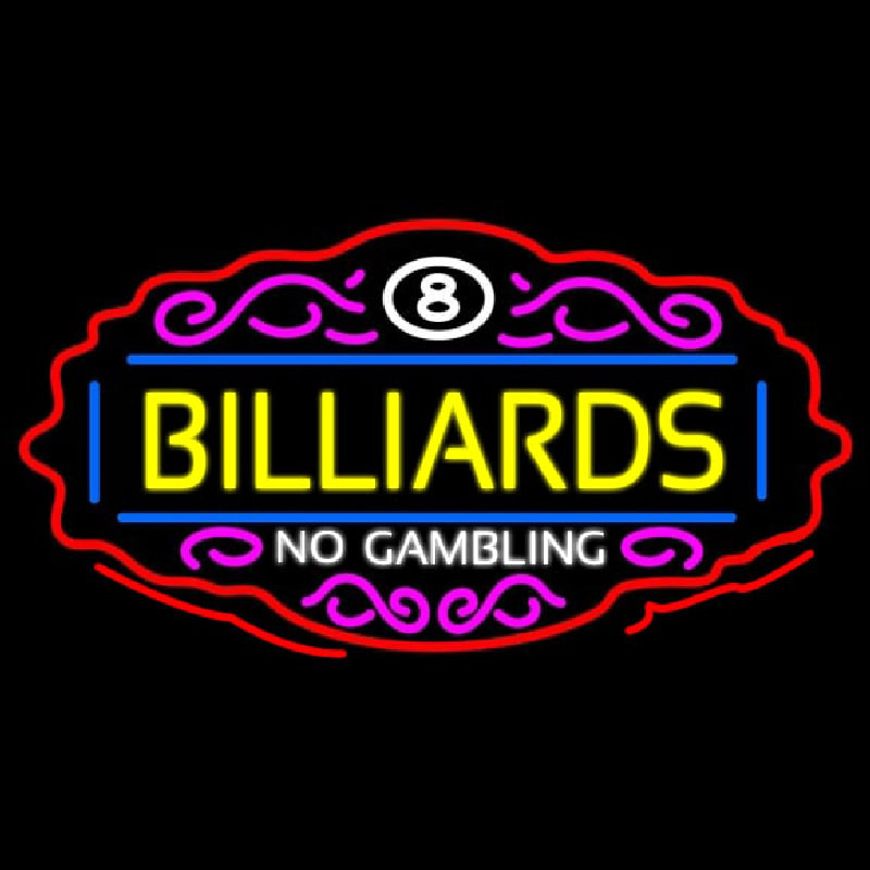 Custom Billiards No Gambling 1 Neon Sign USA