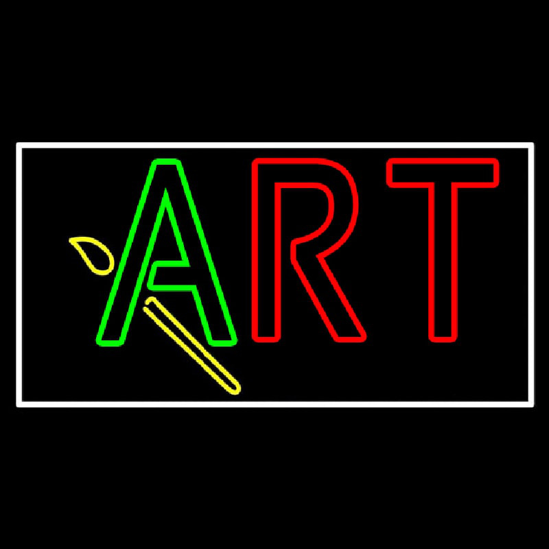 Custom Block Art With Brush Logo 3 Neon Sign USA