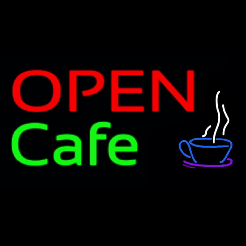 Custom Block Open Cafe Neon Sign USA