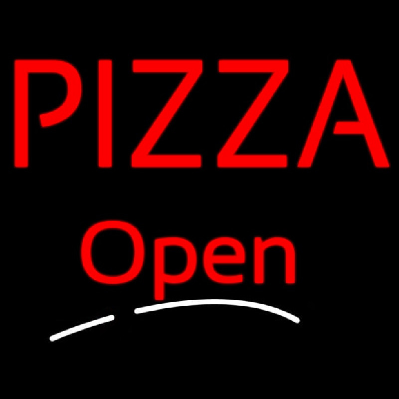 Custom Block Red Pizza Open Neon Sign USA