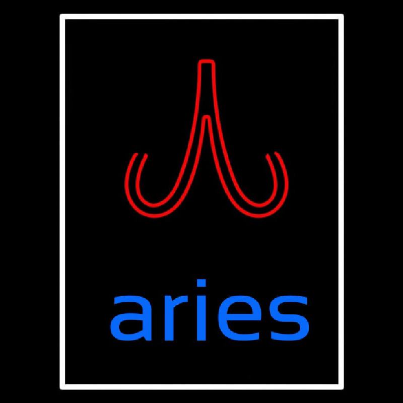 Custom Blue Aries White Border With Red Logo Neon Sign USA