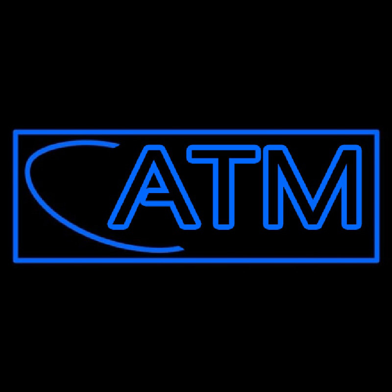 Custom Blue Atm With Border Neon Sign USA