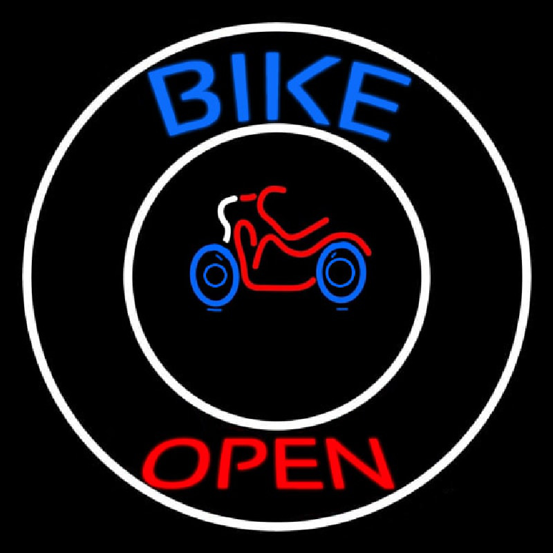 Custom Blue Bike Open With Border Neon Sign USA