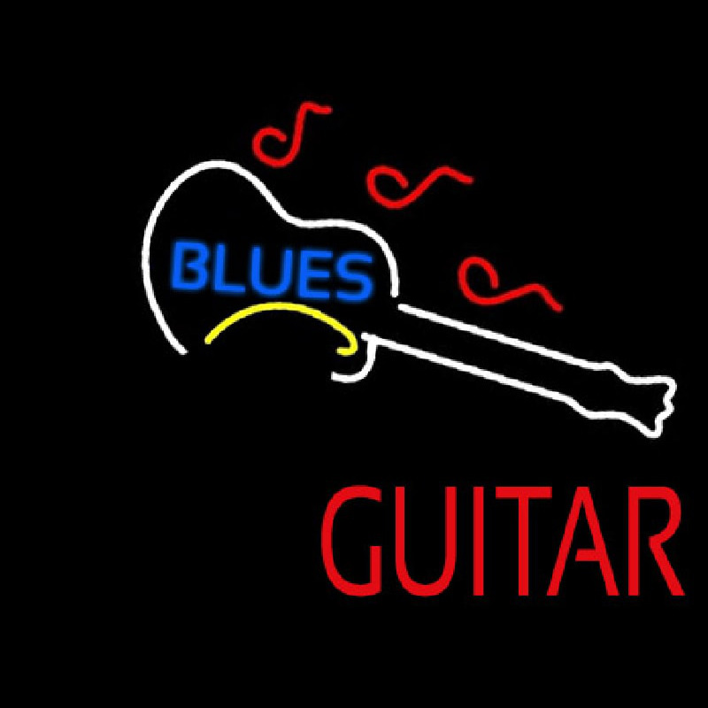 Custom Blue Blues Red Guitar Neon Sign USA