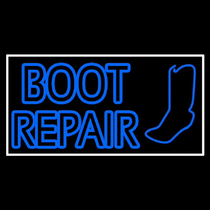 Custom Blue Boot Repair Neon Sign USA