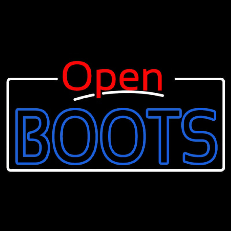 Custom Blue Boots Open With White Border Neon Sign USA