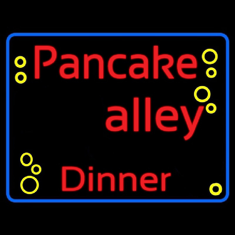 Custom Blue Border Pancake Alley Dinner Neon Sign USA