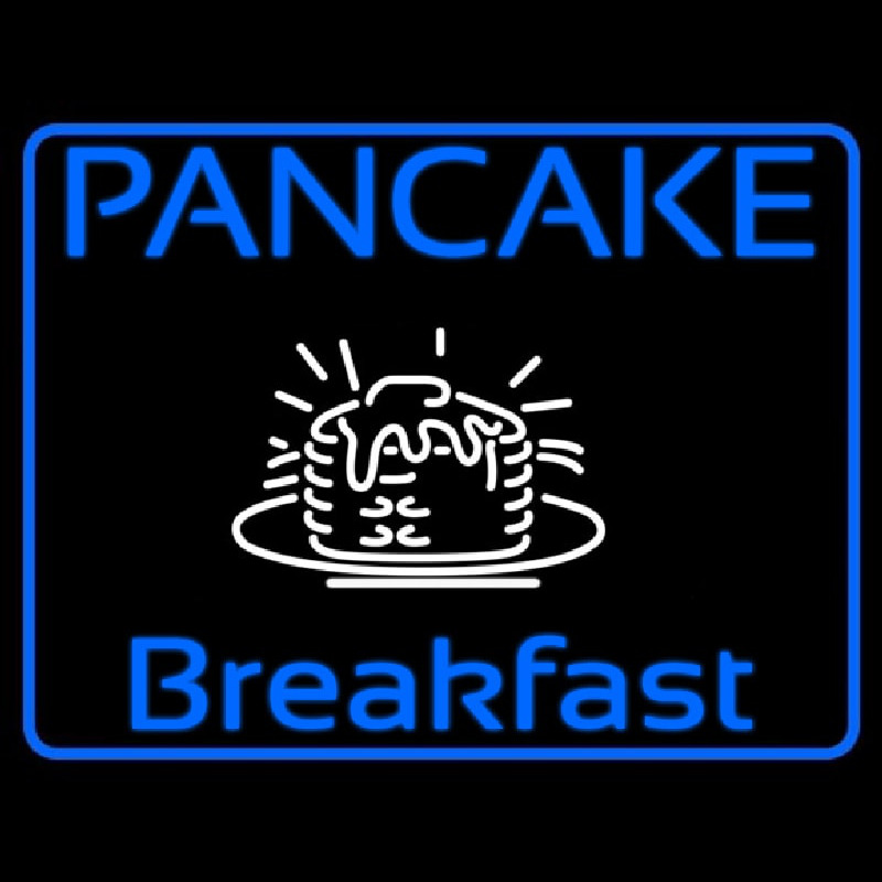 Custom Blue Border Pancake Breakfast Neon Sign USA