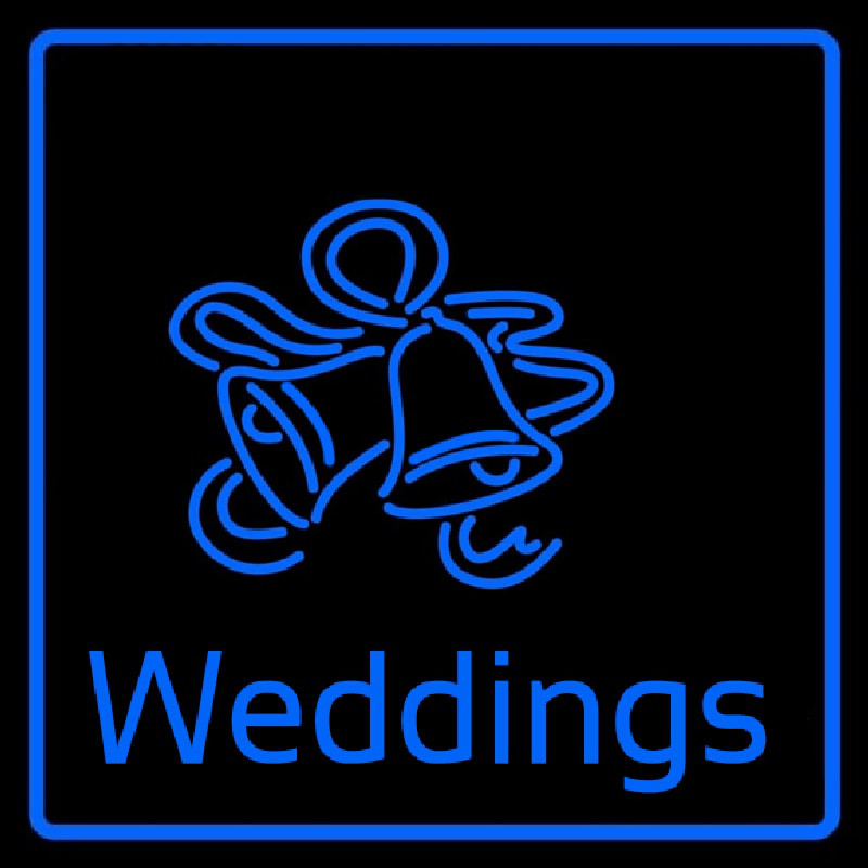 Custom Blue Border Weddings Bell Neon Sign USA