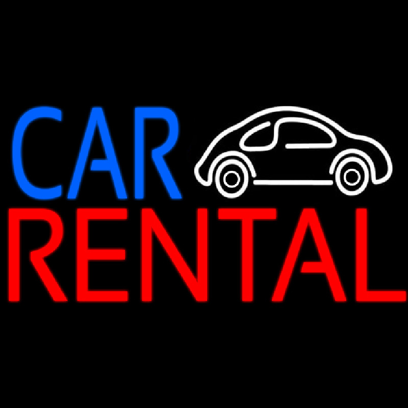 Custom Blue Car Red Rental With Logo Neon Sign USA