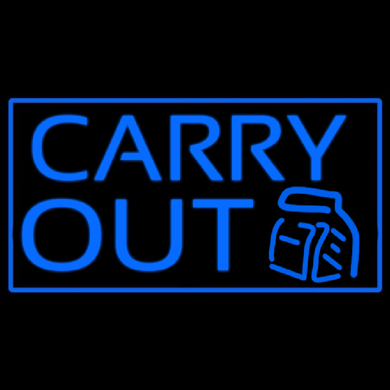 Custom Blue Carry Out Neon Sign USA