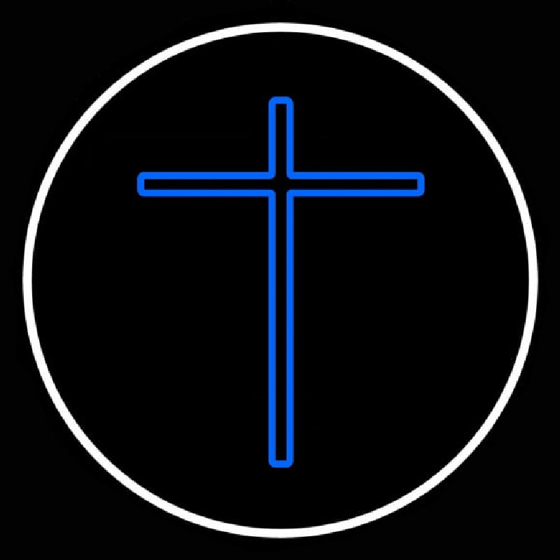 Custom Blue Christian Cross White Border Neon Sign USA