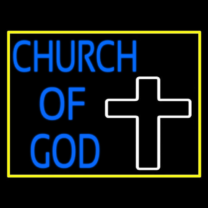 Custom Blue Church Of God With Border Neon Sign USA