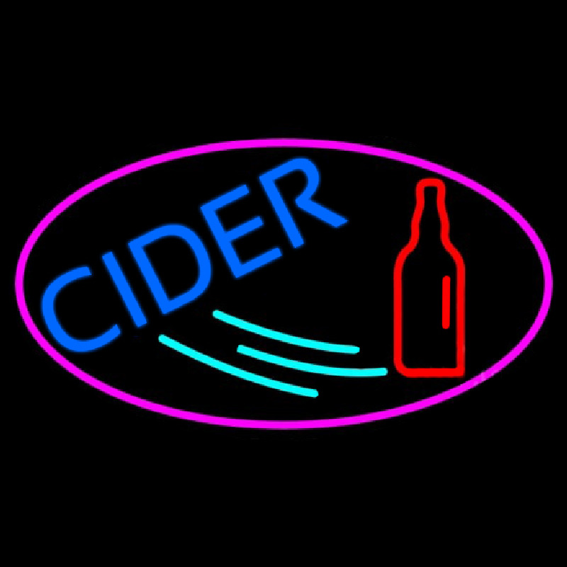 Custom Blue Cider With Pink Oval Neon Sign USA