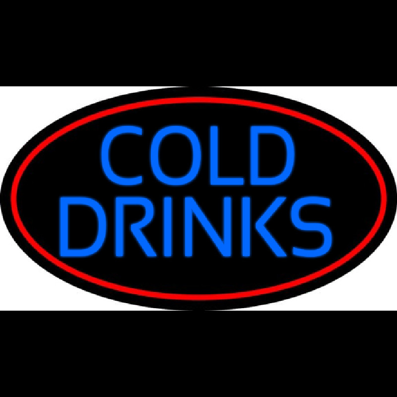 Custom Blue Cold Drinks With Red Oval Neon Sign USA