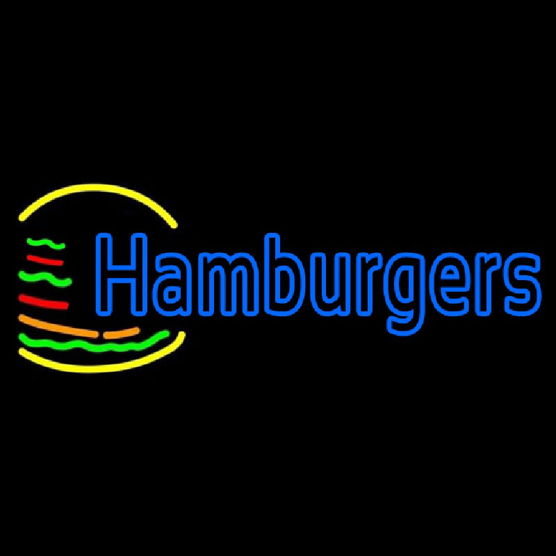 Custom Blue Double Stroke Hamburgers Neon Sign USA