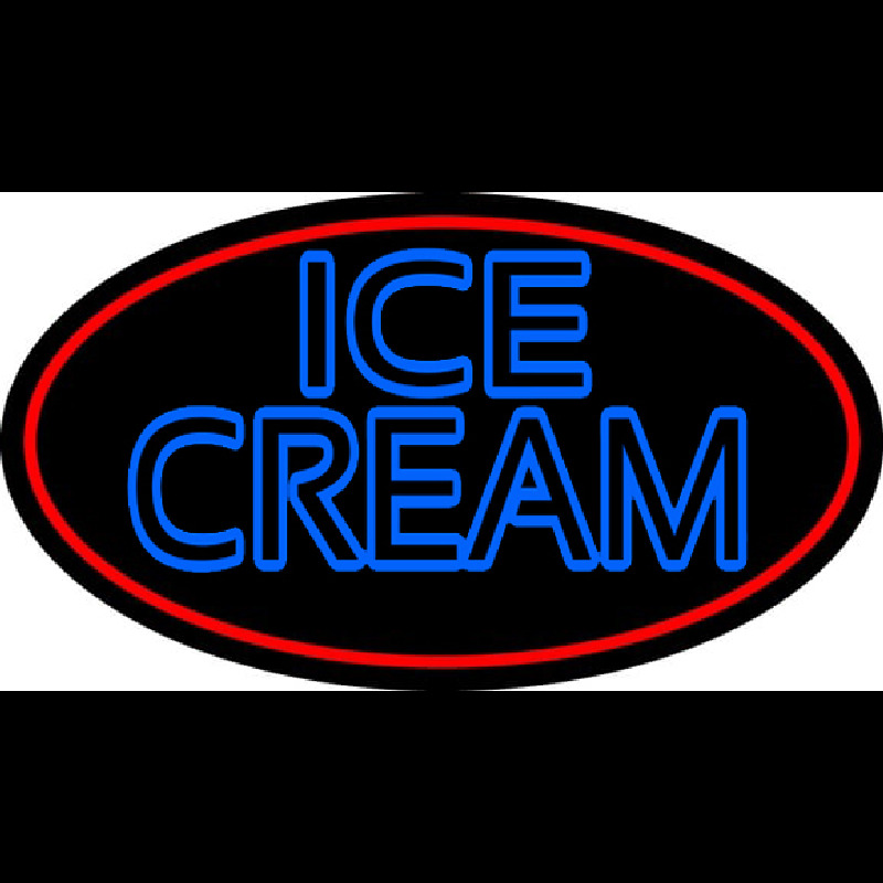 Custom Blue Double Stroke Ice Cream With Red Oval Neon Sign USA