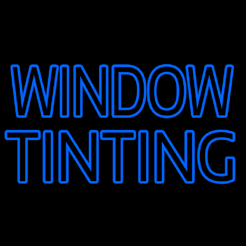 Custom Blue Double Stroke Window Tinting Neon Sign USA