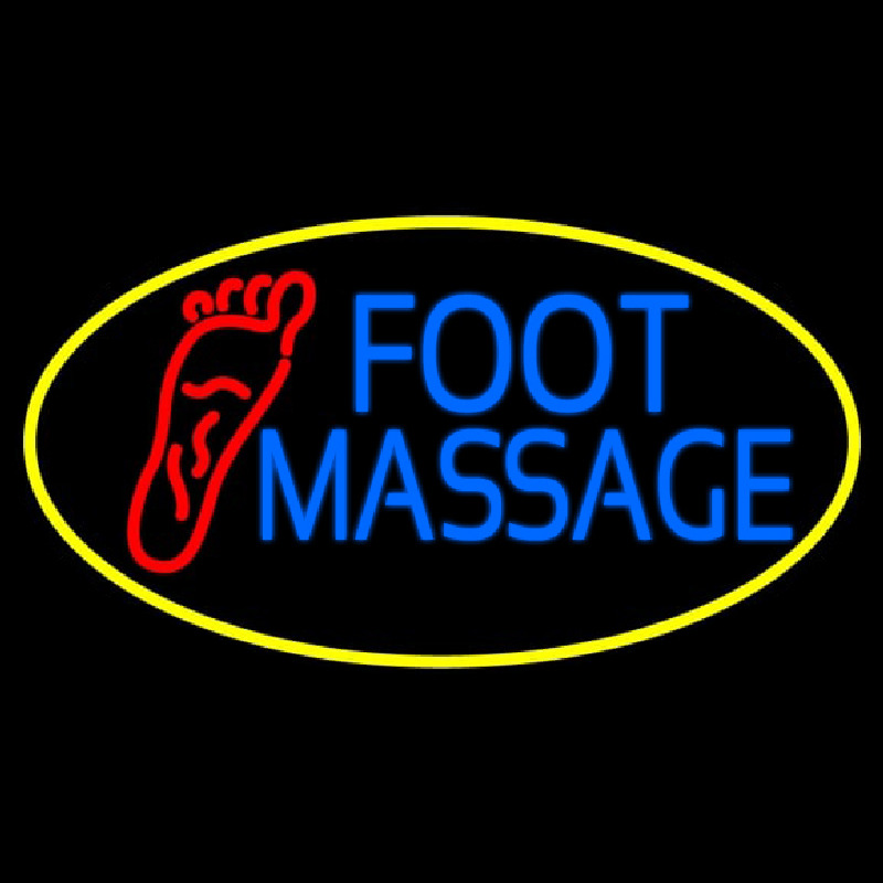 Custom Blue Foot Massage With Yellow Oval Neon Sign USA