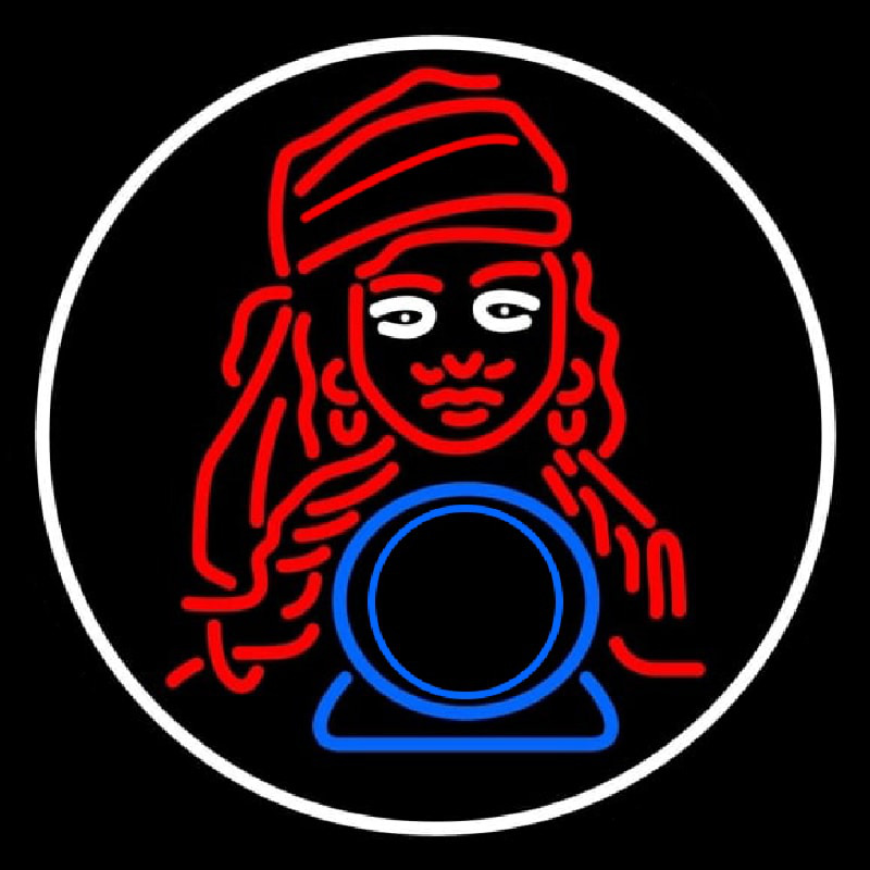 Custom Blue Fortune Teller With Logo Neon Sign USA