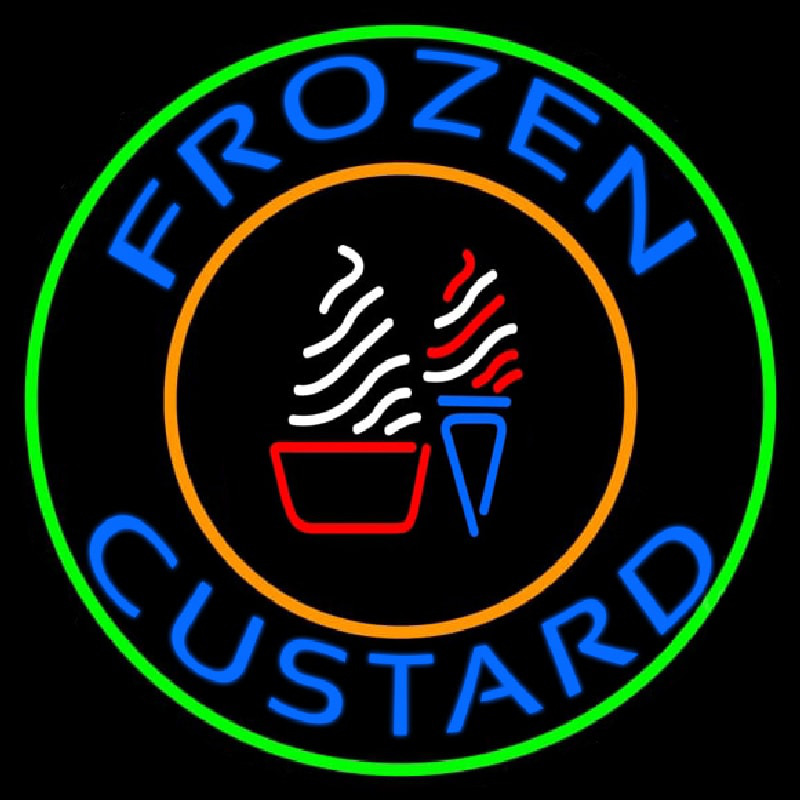 Custom Blue Frozen Yogurt With Green Circle Logo Neon Sign USA