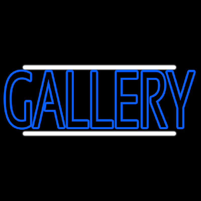 Custom Blue Gallery With White Line Neon Sign USA