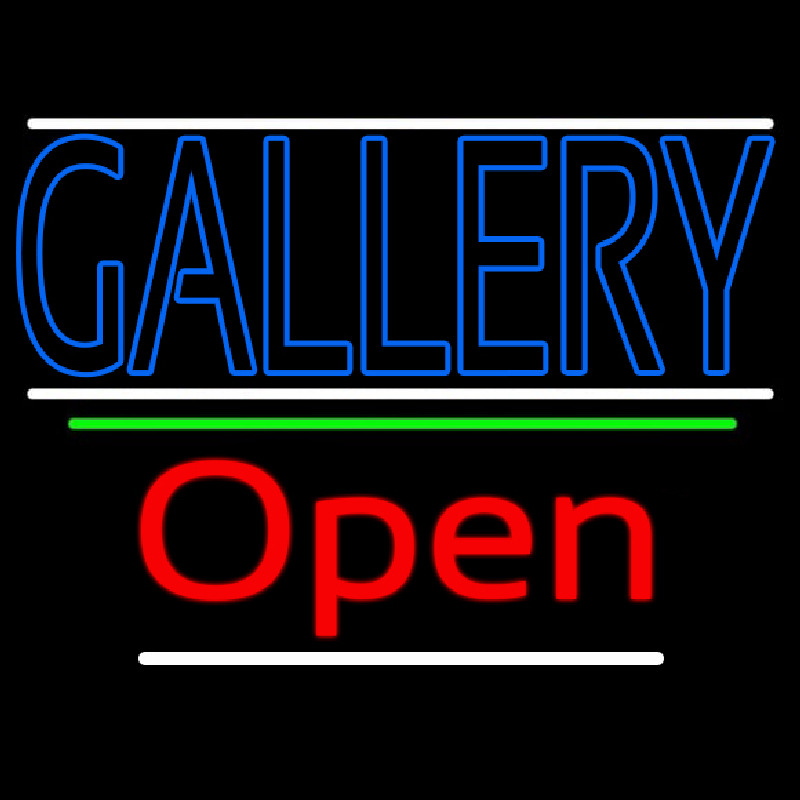Custom Blue Gallery With White Line With Open 3 Neon Sign USA