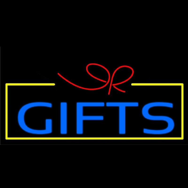 Custom Blue Gifts Block Logo Neon Sign USA